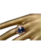 Винтаж украшения Кольцо Сапфир Стерлинговое серебро с покрытием из розового золота vrc100rp